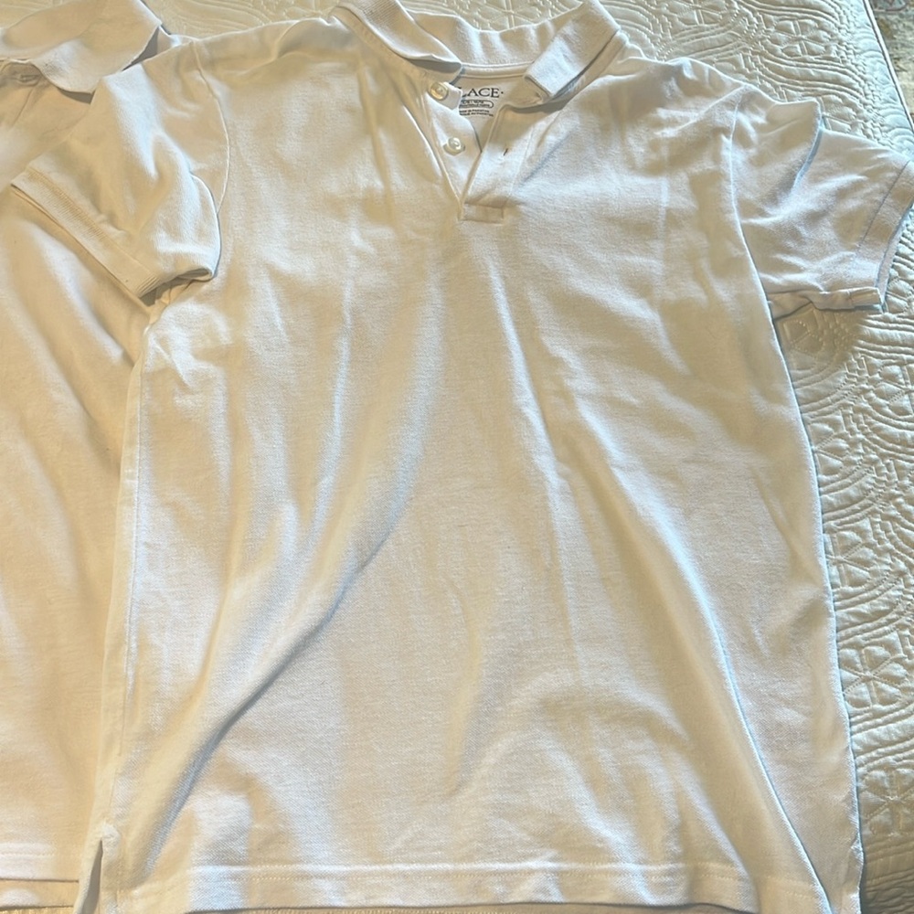Children’s place white uniform polos size large (10/12) husky, three shirts.